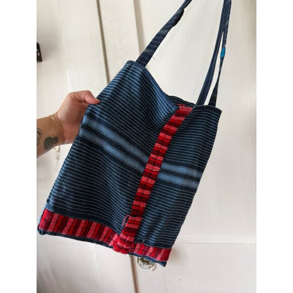 Handwoven Blue and Red Tote Bag - Picture 9 of 12